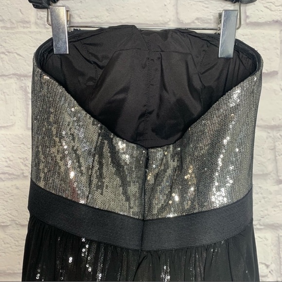 Aidan Mattox Silver And Black High Low Chiffon Overlay Sequin Sleeveless Dress - Picture 9 of 14